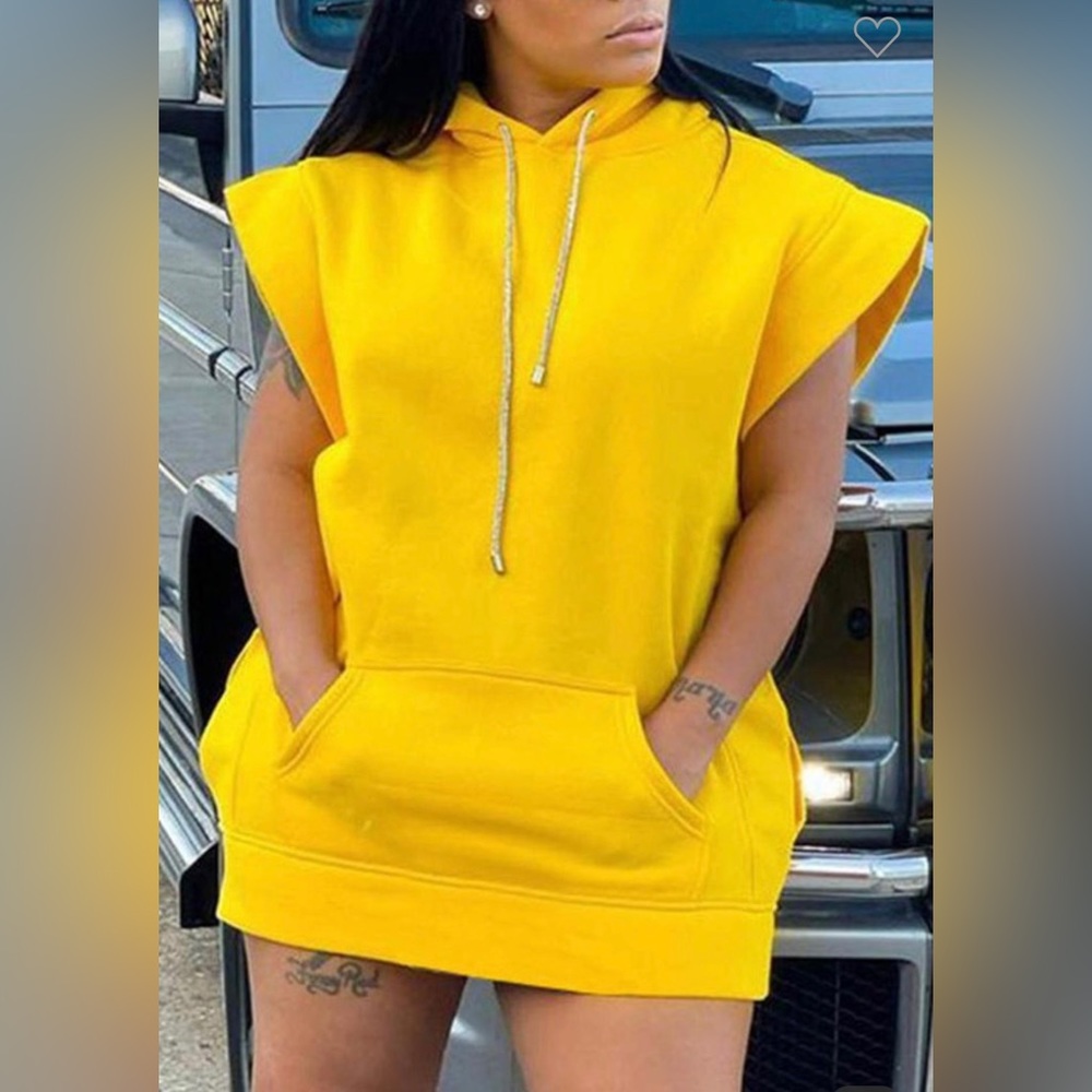 Bright yellow oversized hoodie with flare sleeves